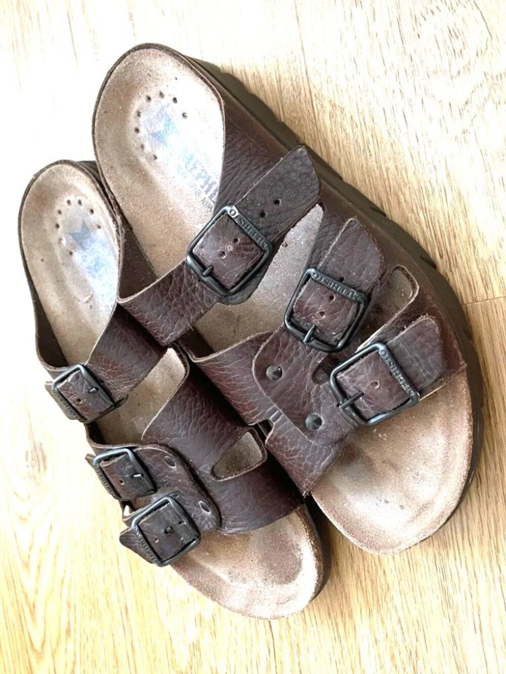 Mephisto Zach Fit leather men's unisex brown slide sandal EU40=men US8=women 9.5